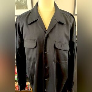Black Wool Gabardine “Vintage 1940’s Look” Shirt. Size 3X. Excellent Condition.